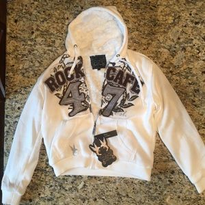 Free Culture Rock Cafe Large White Hoodie